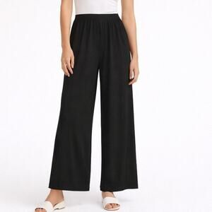 Numi Washable Silk Pull-On High Rise Palazzo Wide Leg Pants Black L NWT